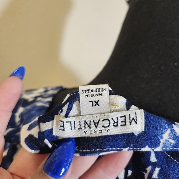 J. Crew Floral Shift Midi To Mini Dress Blue and White Pattern Size XL - Picture 2 of 6